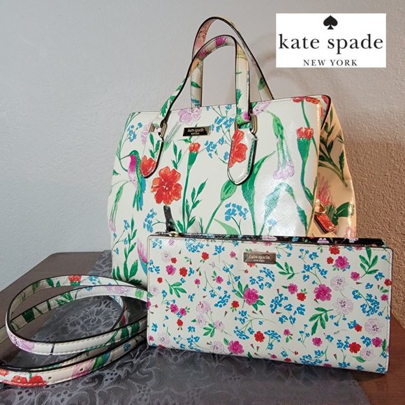 kate spade Handbags - Kate Spade Hummingbird Floral Evangeline Satchel & Wallet